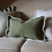 Chloe Olive Scalloped Edge Cushion 50x30