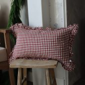 Hallie Red Gingham Ruffle Cushion 50x30