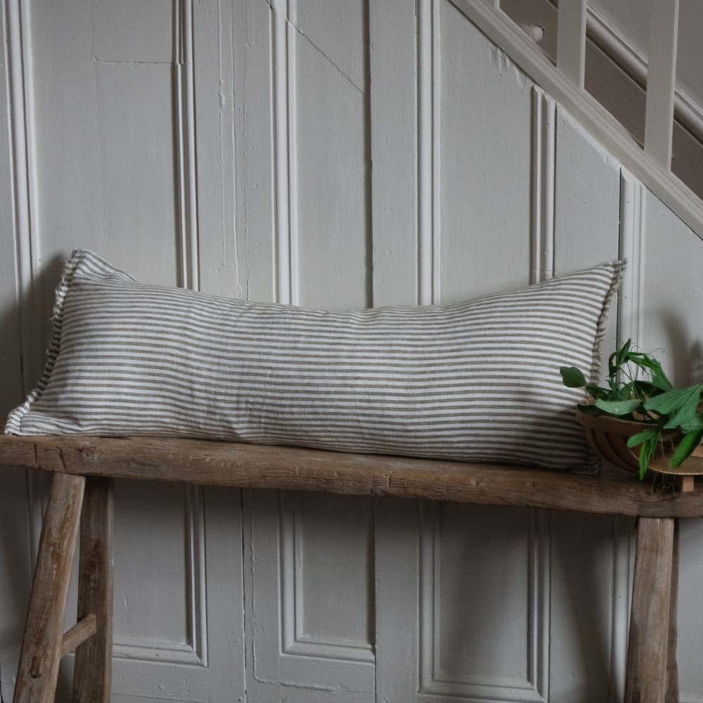 Esmee Olive Stripe Bolster Cushion