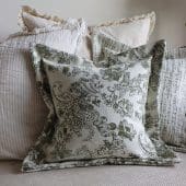 Eve Olive Floral Print Cushion
