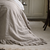 Natural Ruffle Linen Bedspread