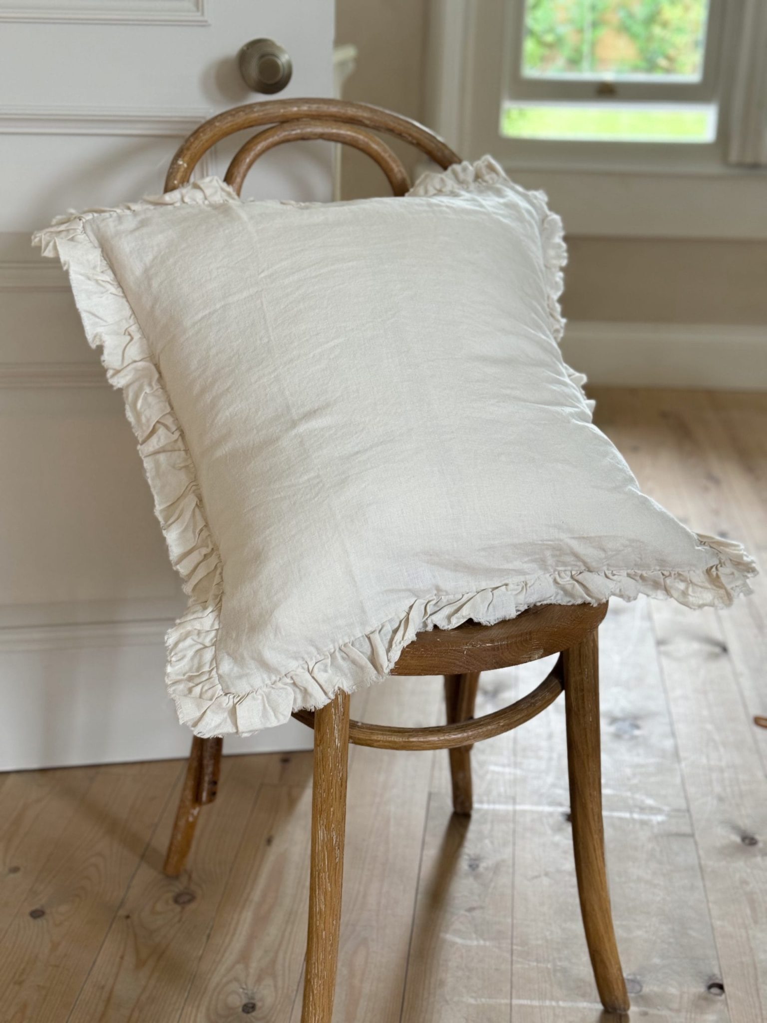 hallie cream ruffle cushion