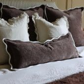 Chloe Dark Brown Scalloped Edge Bolster Cushion