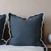 Chloe Navy Scalloped Edge Cushion 65x65