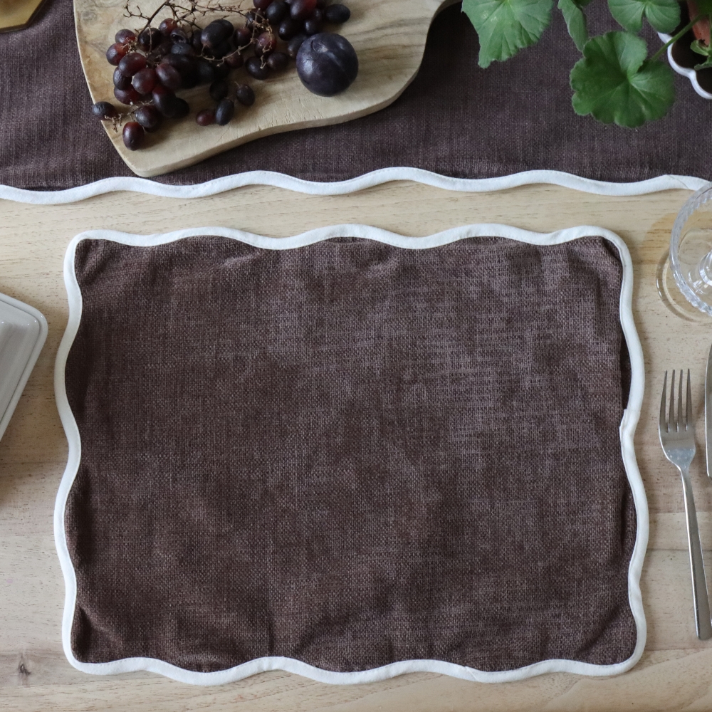 Set of Chloe Dark Brown Scalloped Placemats