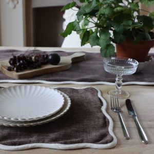 Set of Chloe Dark Brown Scalloped Placemats