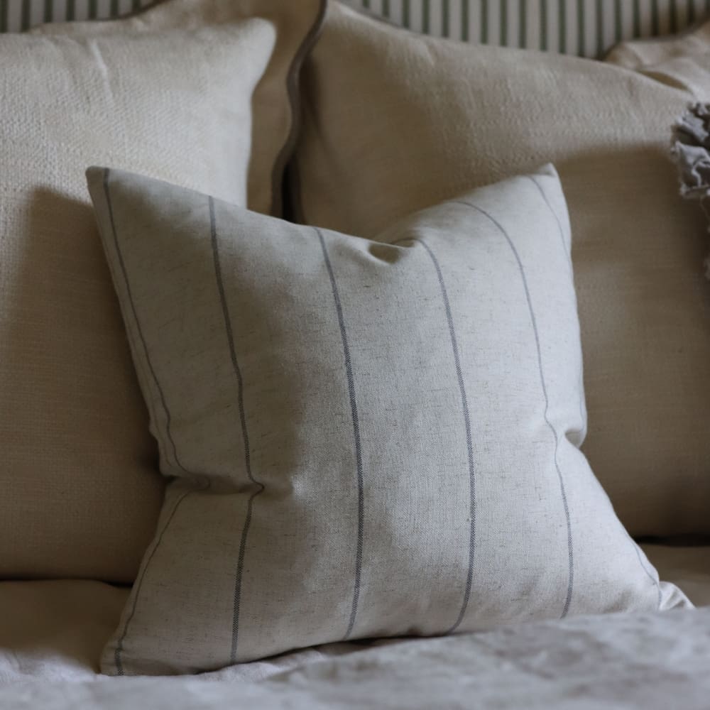 Freya Cream & Grey Stripe Cushion