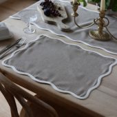 Set of Chloe Greige Scalloped Placemats