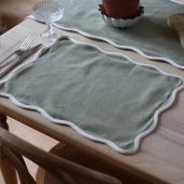 Set of Chloe Sage Scalloped Placemats