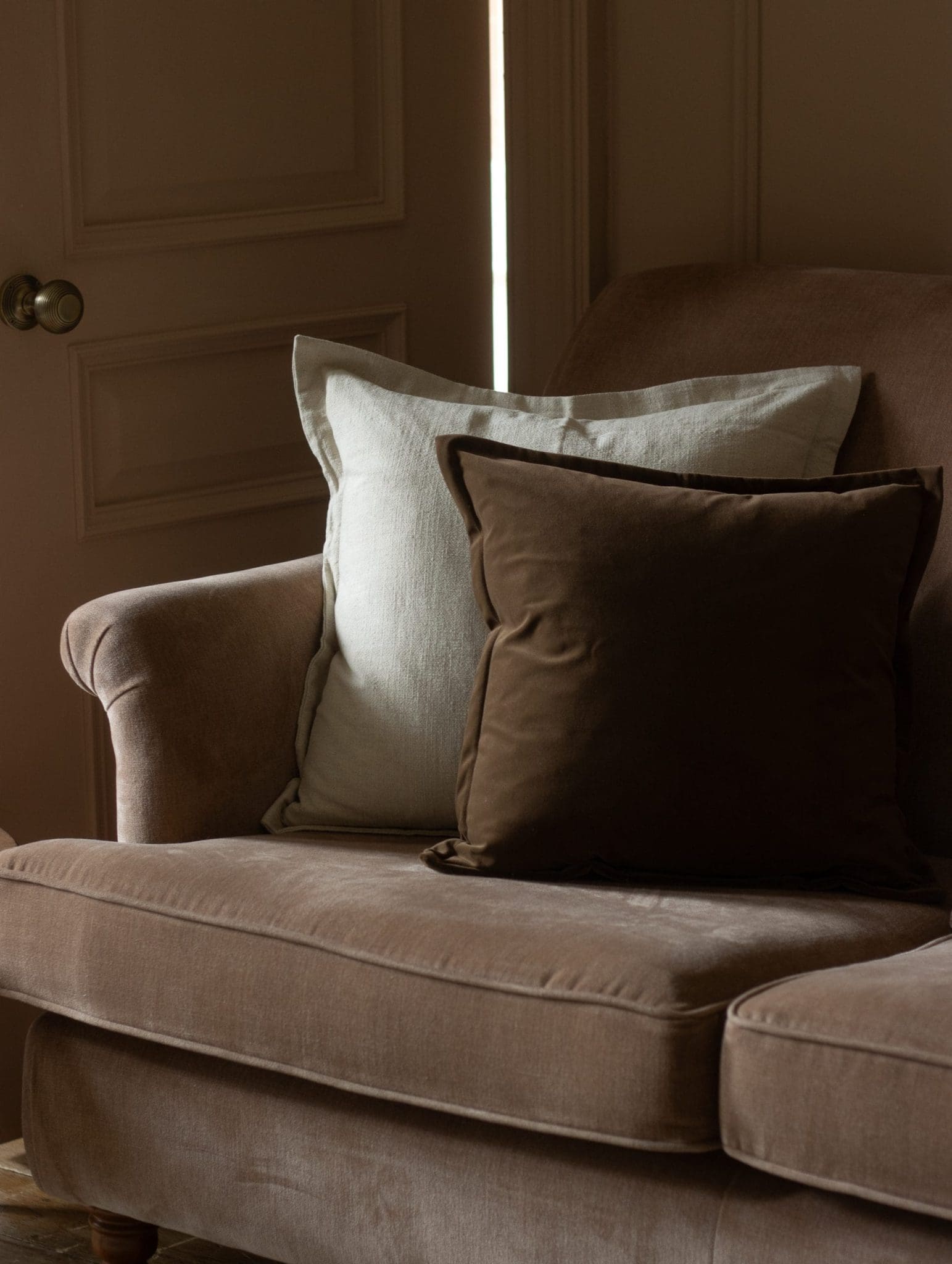 Emma dark brown velvet cushion