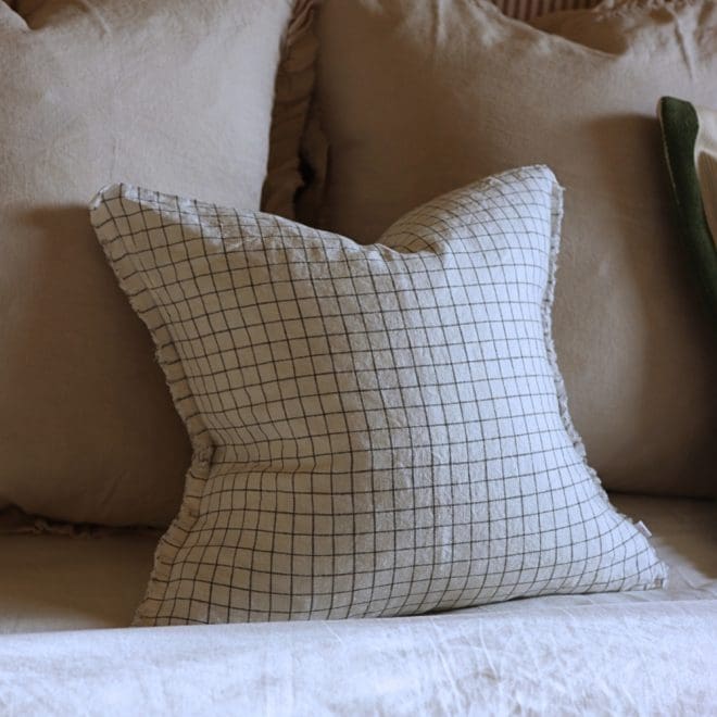 Esmee Olive Green Check Cushion