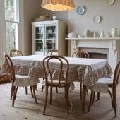 Brown Stripe Ruffle Tablecloth