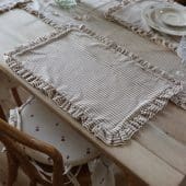 Set of 4 Brown Stripe Ruffle Placemats