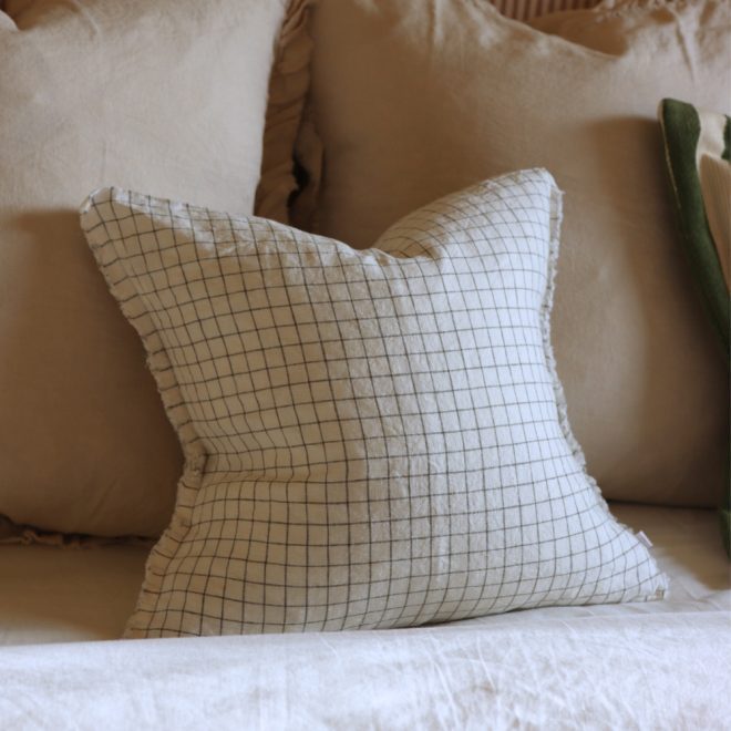 Esmee Olive Green Check Cushion